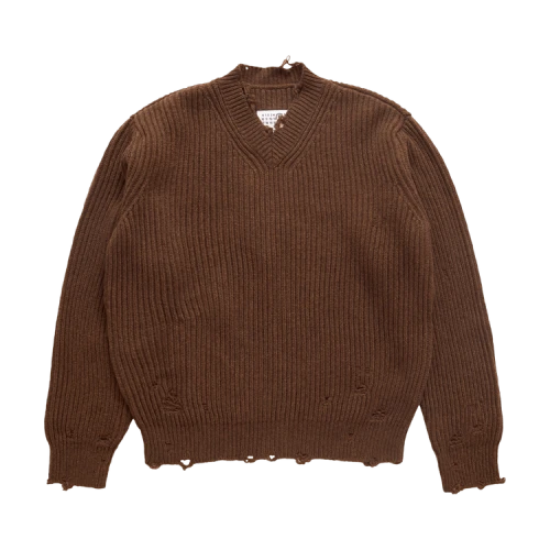 MM6 Maison Margiela V-Neck Sweater 'Brown Melange'
