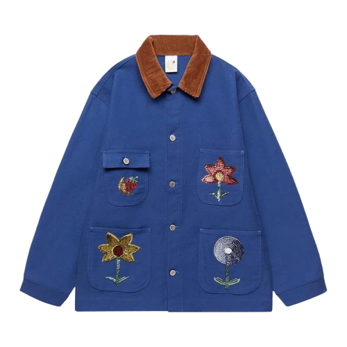 Sky High Farm Workwear Embroidered Workwear Denim Chore Coat 'Blue'