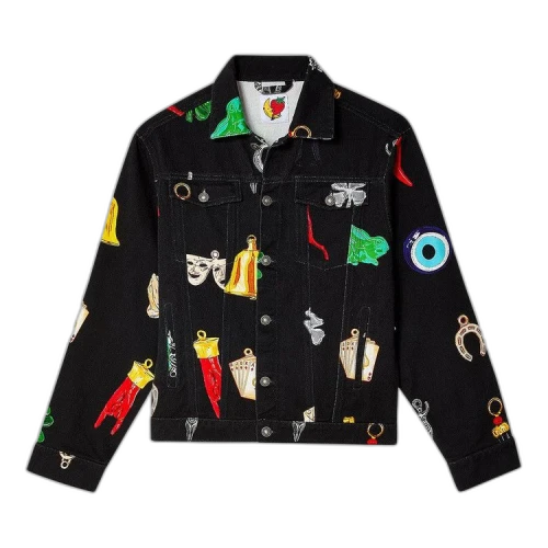 Sky High Farm Workwear Charm Print Denim Jacket 'Black'