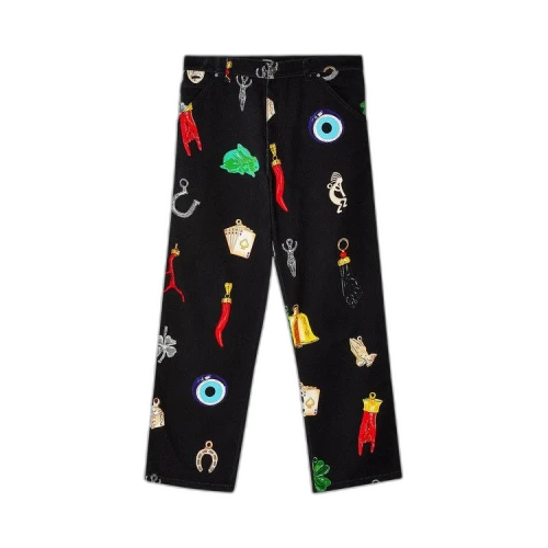Sky High Farm Workwear Charm Print Denim Pants 'Black'