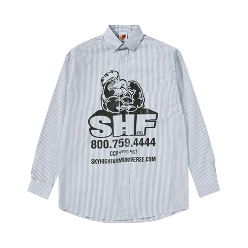 Sky High Farm Workwear Chicken Button Down Shirt 'Blue'