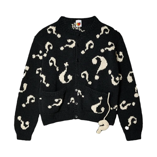 Sky High Farm Workwear Question Mark Hand Knit Cardigan 'Black'