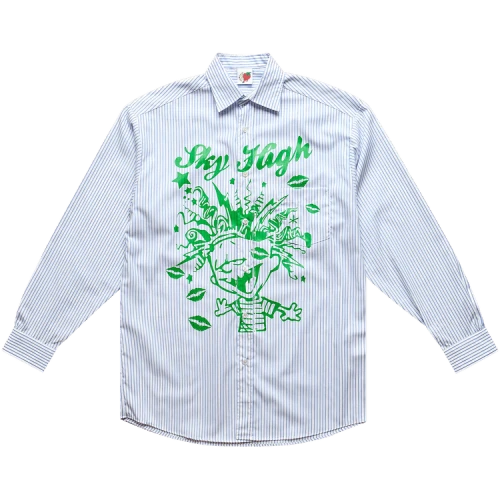 Sky High Farm Workwear Mindblown Print Button Shirt 'Blue'