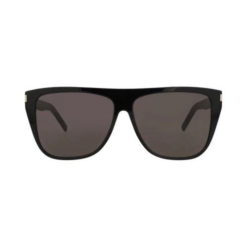 Saint Laurent Round-Frame Acetate Sunglasses Black Black Grey (SL1SLIM-30007144-001)