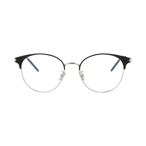 Saint Laurent Round-Frame Metal Optical Frames Black Silver Transparent (SL236F-30002732-002)