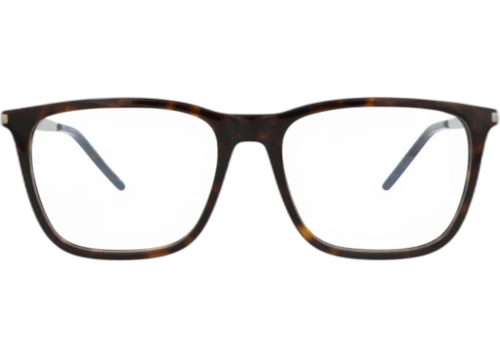 Saint Laurent Square-Frame Acetate Optical Frames Havana Silver Transparent (SL345-30008543-003)