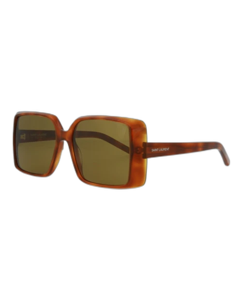 Saint Laurent Square Rectangle Sunglasses Havana/Havana/Brown (SL451-30011071-005)