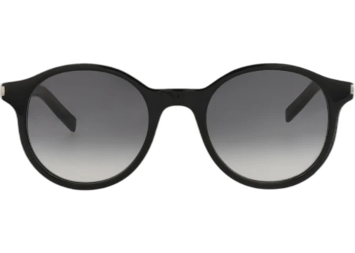 Saint Laurent Round-Frame Acetate Sunglasses Black Black Grey (SL521-30013043-001)
