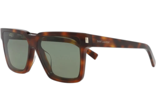 Saint Laurent Square Rectangle Sunglasses Havana Havana Green (SL610F-30014627-003)