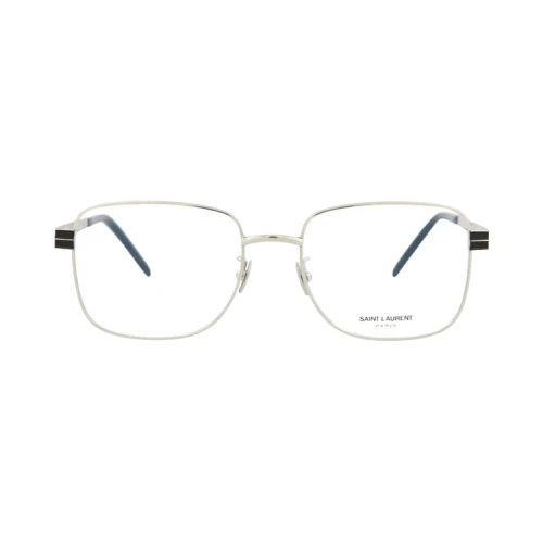 Saint Laurent Square-Frame Metal Optical Frames 'Silver Black Transparent'
