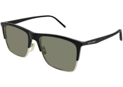 Saint Laurent Square Sunglasses Black Black Green/-Green (SL 768-001)