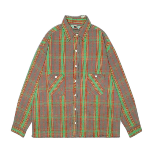 Saint Michael Denim Tears Flannel Shirt 'Green/Red'