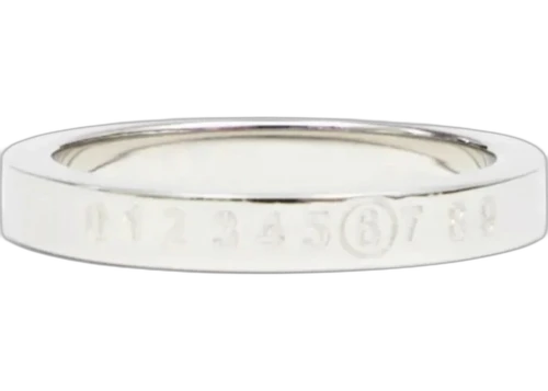 MM6 Maison Margiela Women's Minimal Logo 3mm Ring Shiny Palladium