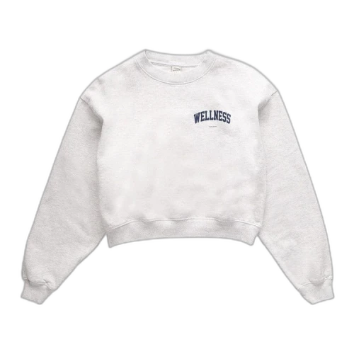 Sporty & Rich Wellness Ivy Crop Crewneck Sweatshirt Heather Grey