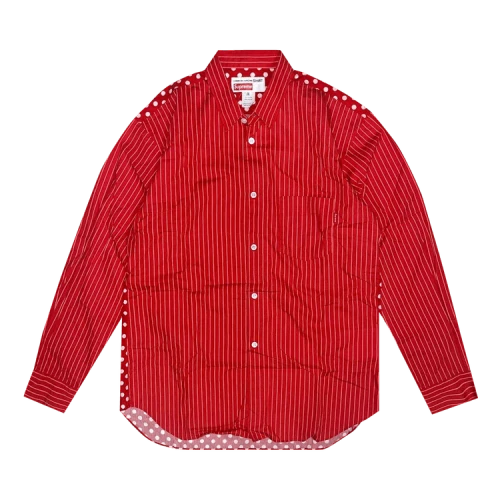 Supreme x Comme Des Garçons Stripe Polka Dot Button Up Shirt 'Red'