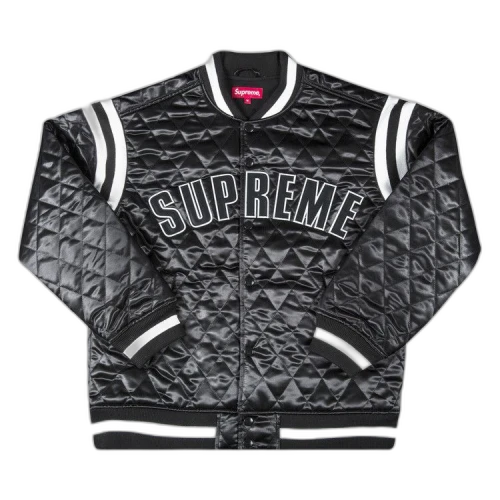 Supreme Quilted Satin Varsity Jacket 'Black'