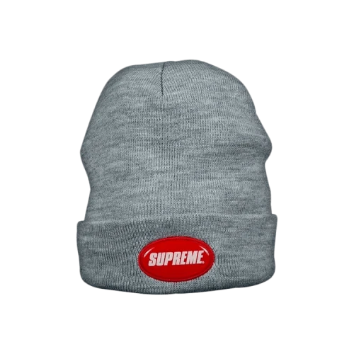 Supreme Rubber Patch Beanie 'Grey'