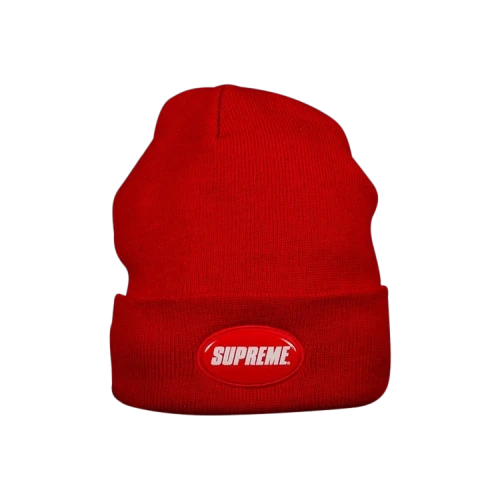 Supreme Rubber Patch Beanie 'Red'