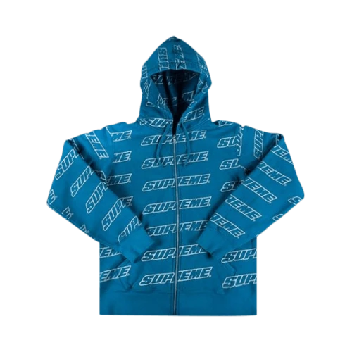 Supreme Repeat Zip Up Hooded Sweatshirt 'Aqua'