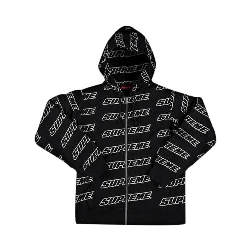 Supreme Repeat Zip Up Hooded Sweatshirt 'Black'