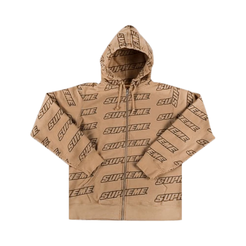 Supreme Repeat Zip Up Hooded Sweatshirt 'Brown'