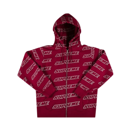 Supreme Repeat Zip Up Hooded Sweatshirt 'Cardinal'