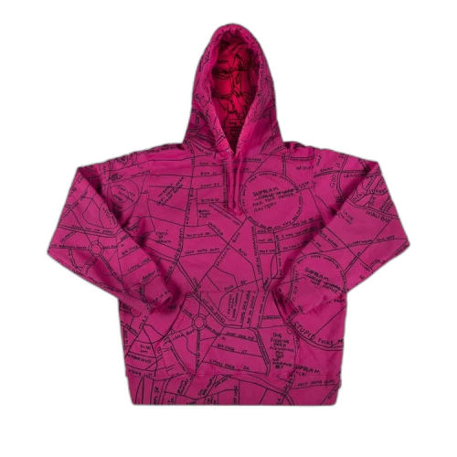 Supreme Gonz Embroidered Map Hooded Sweatshirt 'Magenta'
