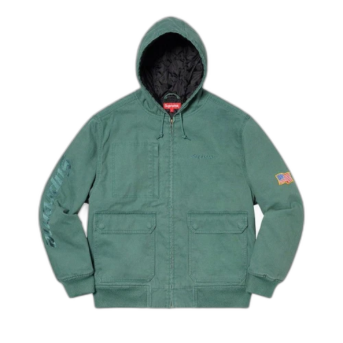 Supreme Canvas Hooded Work Jacket 'Work Green'