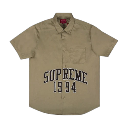 Supreme Arc Logo Short-Sleeve Work Shirt 'Khaki'