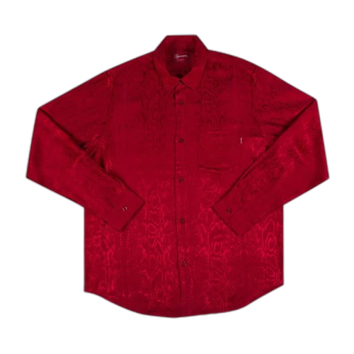 Supreme Snakeskin Jacquard Shirt 'Red'