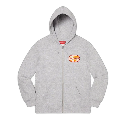 Supreme World Famous Zip Up Hooded Sweatshirt 'Heather Grey'
