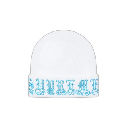 Supreme Old English Rhinestone Beanie 'White'