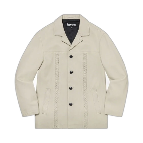 Supreme Braided Leather Overcoat 'Sand'