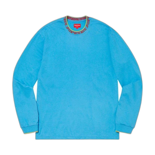 Supreme Old English Collar Logo Long-Sleeve Top 'Cyan'