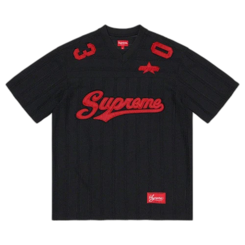 Supreme Mesh Stripe Football Jersey 'Black'