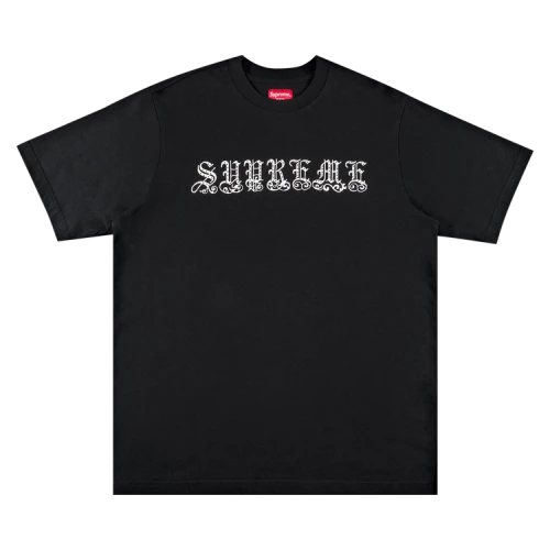 Supreme Old English Rhinestone Short-Sleeve Top 'Black'