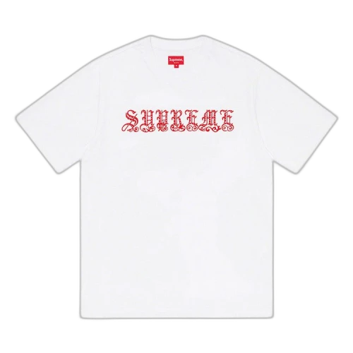 Supreme Old English Rhinestone Short-Sleeve Top 'White'