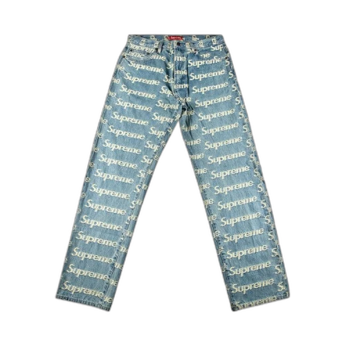 Supreme Frayed Logos Regualr Jean 'Blue'
