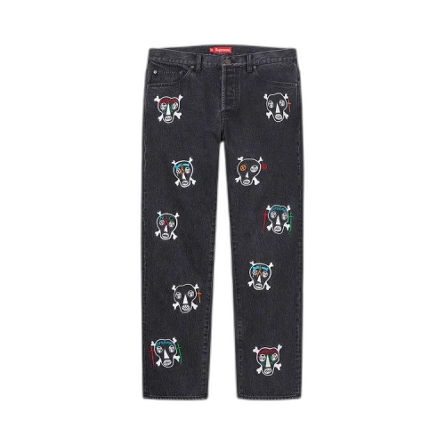 Supreme x Clayton Patterson Skulls Embroidered Regular Jean 'Black'