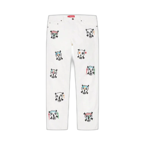 Supreme x Clayton Patterson Skulls Embroidered Regular Jean 'White'