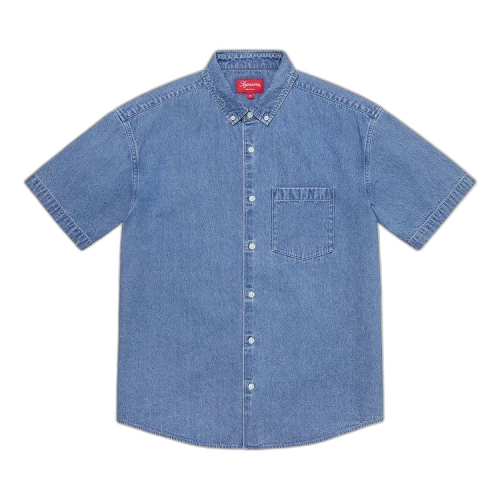 Supreme Embossed Denim Short-Sleeve Shirt 'Blue'
