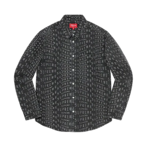 Supreme Wrap Jacquard Logos Denim Shirt 'Black'