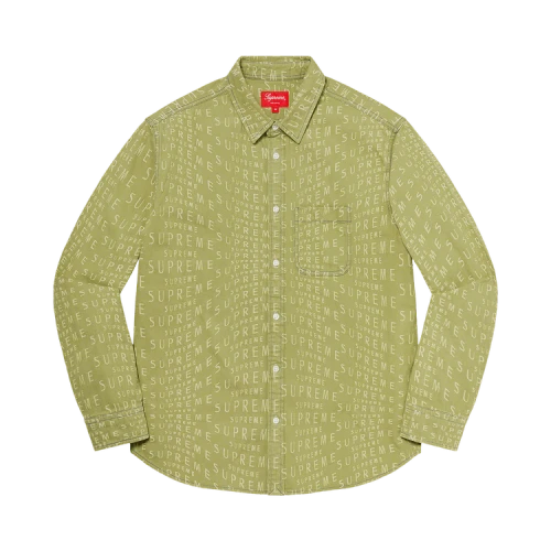 Supreme Wrap Jacquard Logos Denim Shirt 'Sage'