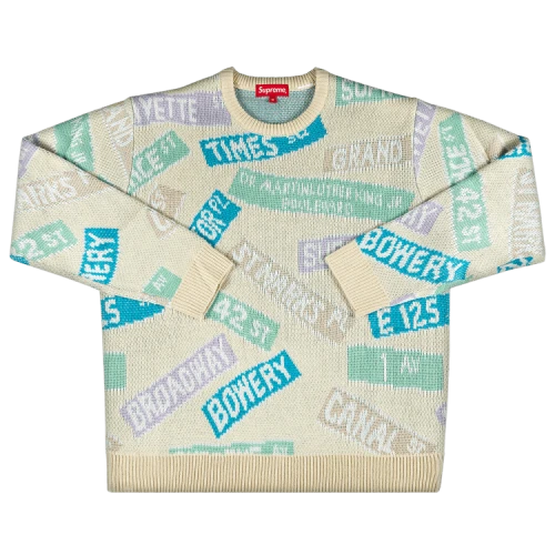 Supreme Street Signs Sweater 'Natural'
