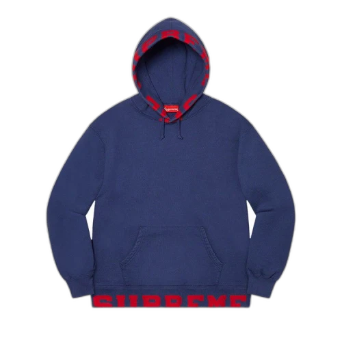 Supreme Cropped Logos Hooded Sweatshirt 'Dark Blue'