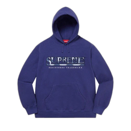 Supreme Denim Logo Hooded Sweatshirt 'Washed Navy'