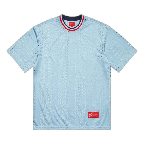 Supreme Preforated Stripe Warm Up Top 'Light Blue'