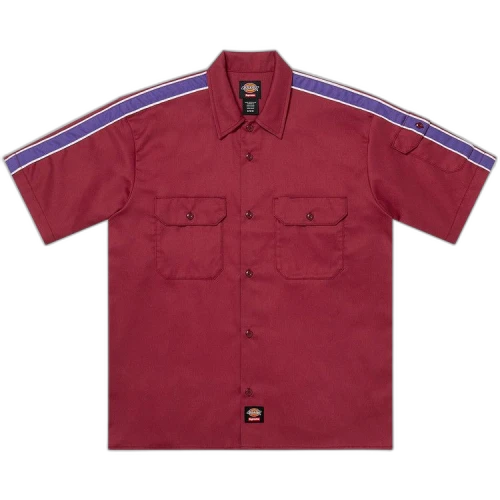 Supreme x Dickies Stripe Short-Sleeve Work Shirt 'Maroon'