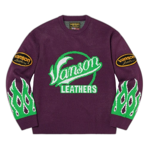 Supreme x Vanson Leathers Sweater 'Purple'