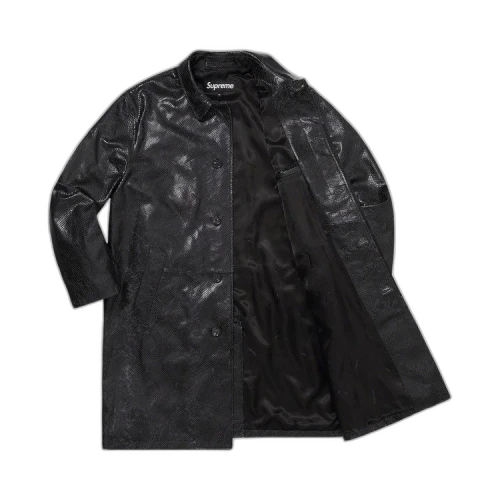 Supreme Leather Snake Trench Coat 'Black'